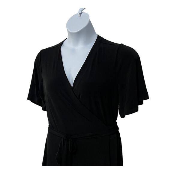 ANN TAYLOR WOMENS SIZE 14 COLORBLOCK BLACK & WHITE WRAP MIDI DRESS NEW - Picture 4 of 11